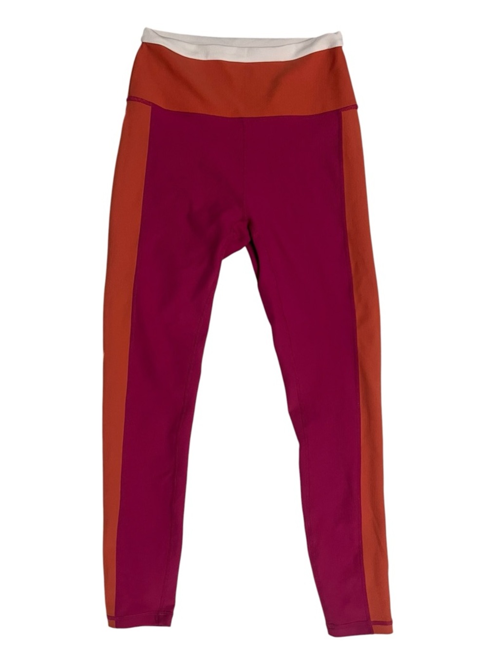 Wilo The Label Pink Orange Ribbed Colorblock Leggings Small High Rise